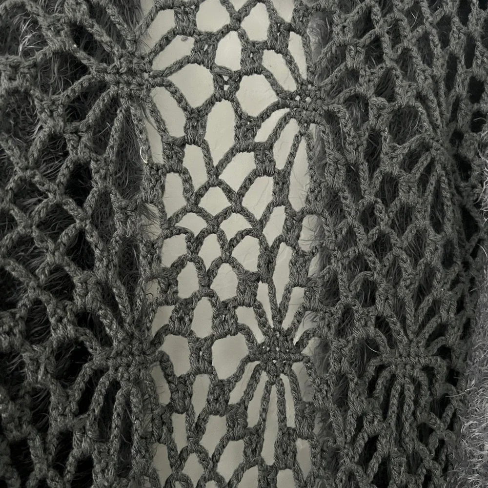 Anthropologie Escio Gray Waterfall Fuzzy Cardigan Women - Small - Picture 4 of 4